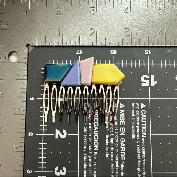 Handmade Hair Comb Lot of 6 Multicolored Hair Accessories handmade ceramic 4134 - Picture 4 of 9